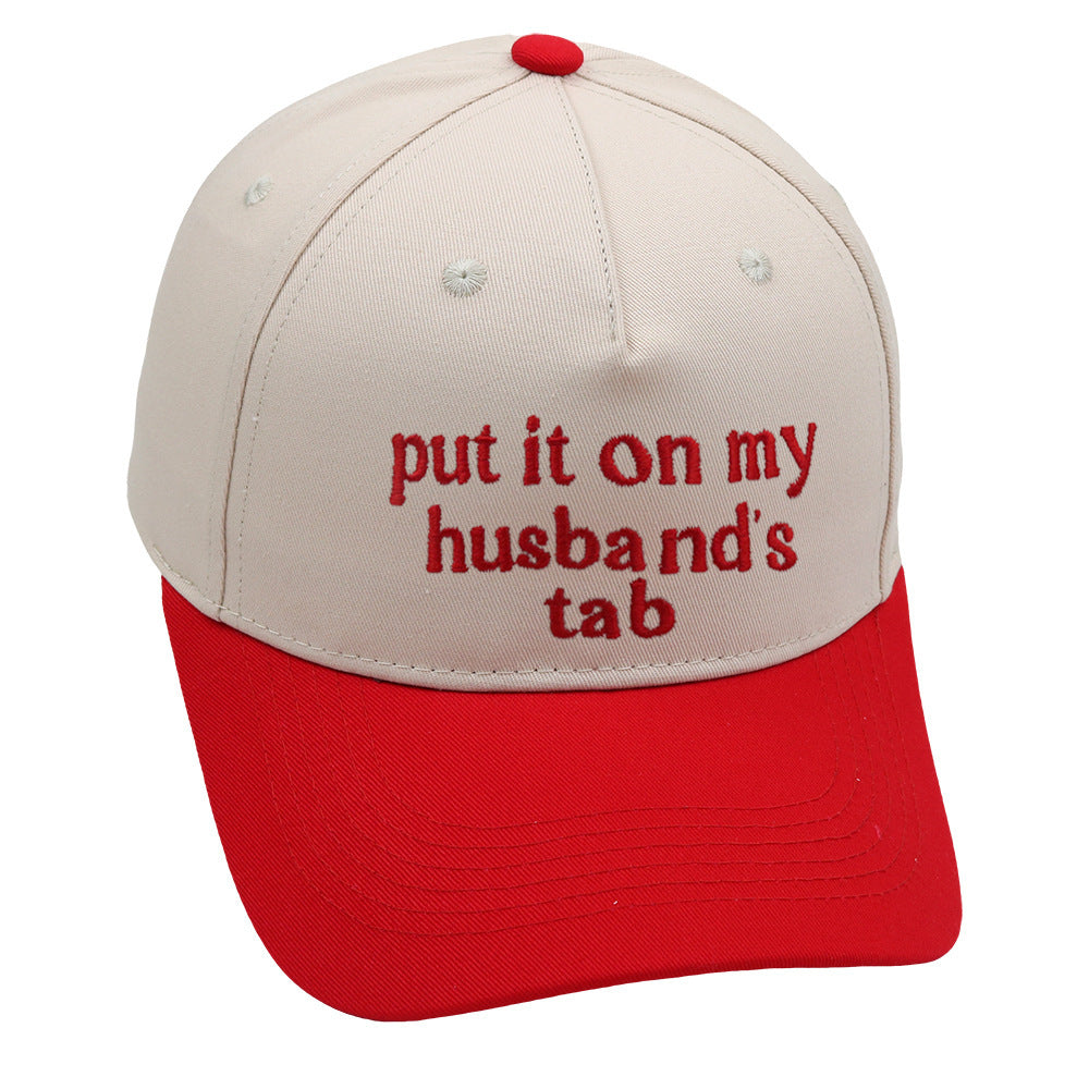 Put It On My Husbands Tab Trucker Embroidery Baseball Cap