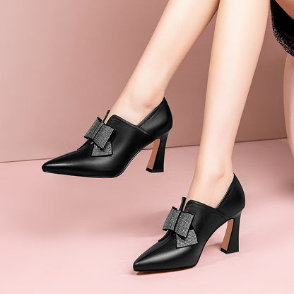 Rhinestone Bow High Heels