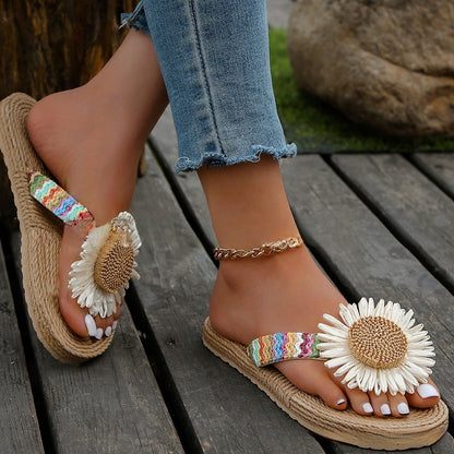 Woven Herringbone Flip-flop Slippers