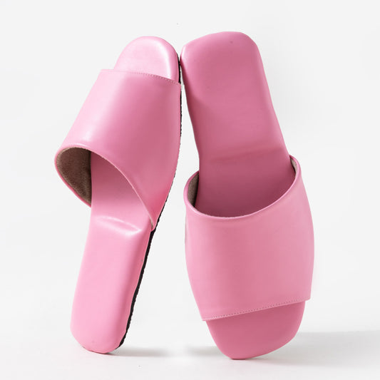 Leather Plain Color Simple Slippers