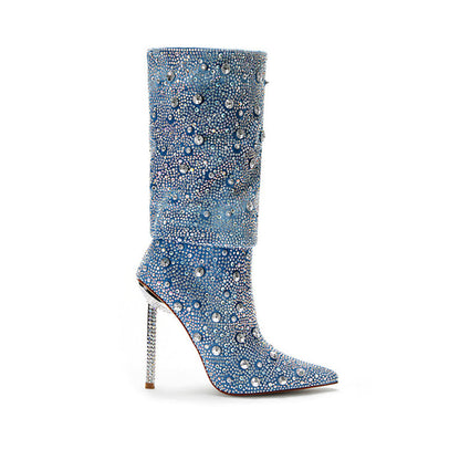 Jewel Pointy Heel Boots