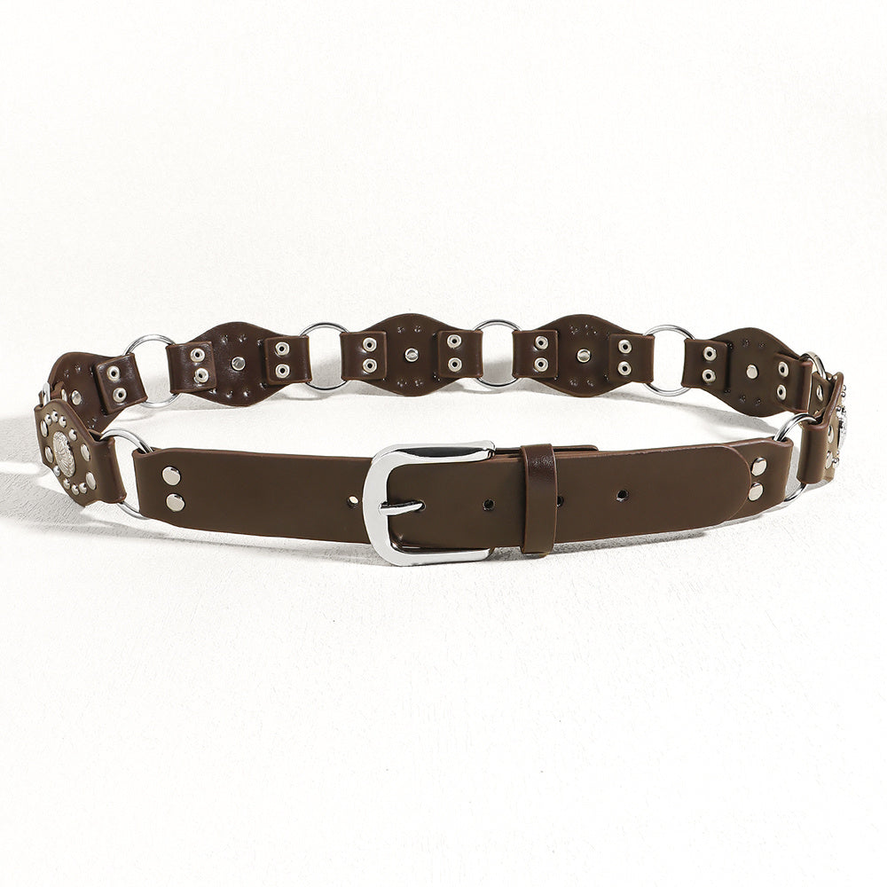 Vintage Riveted Metal Buckle Belt