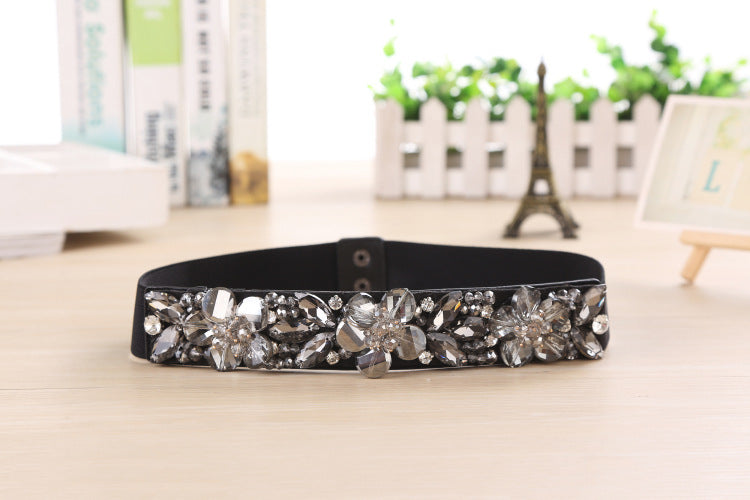 Rhinestone Crystal Waist Elastic Belts