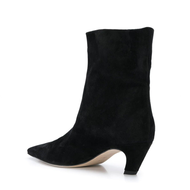 Square Head Solid Chunky Heel Short Boots