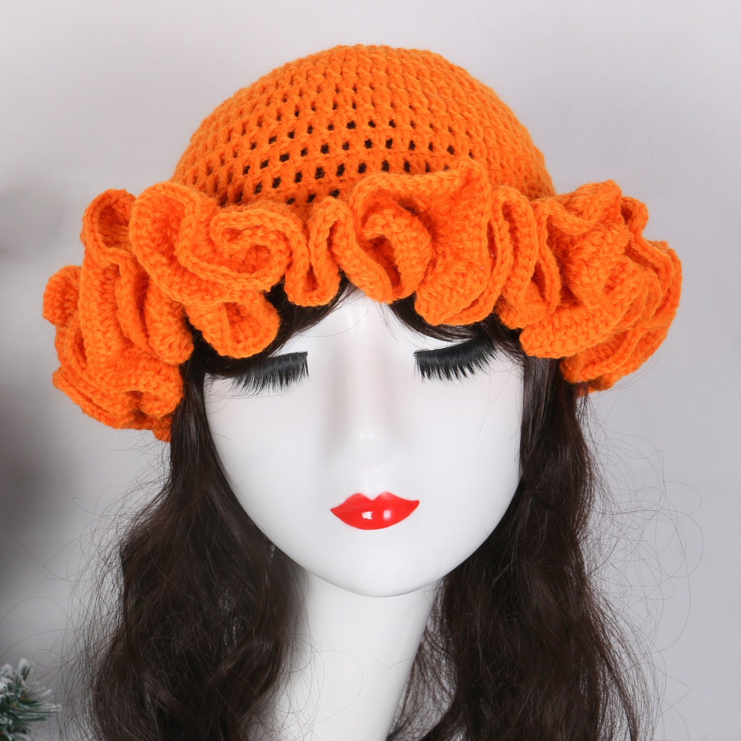 Knitted Lace Bamboo Ruffled Hats