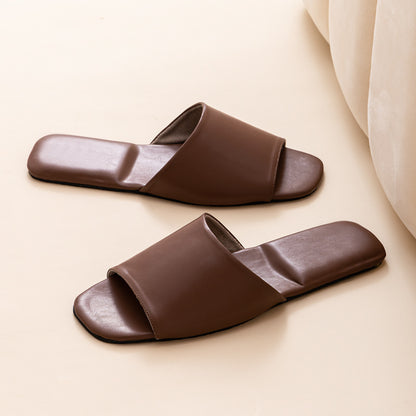 Leather Plain Color Simple Slippers