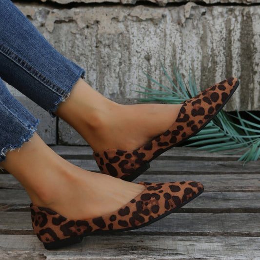 Low-cut Suede Leopard Printed Flats