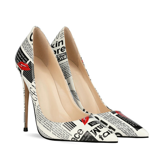 Graffiti Pointed Toe Stiletto High Heels