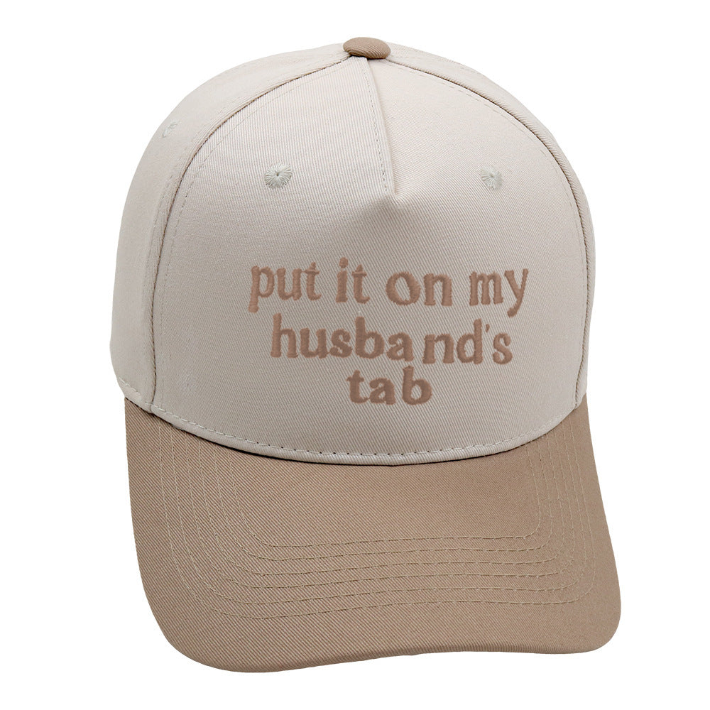 Put It On My Husbands Tab Trucker Embroidery Baseball Cap