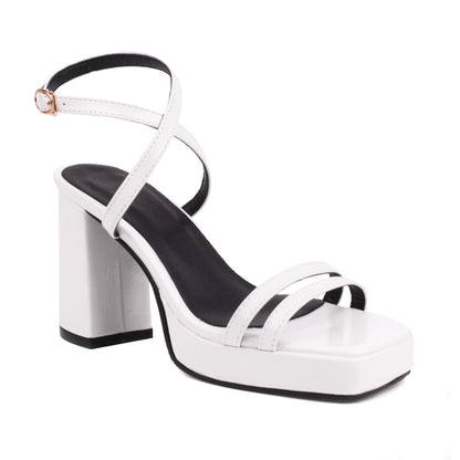 Square Toe Thin Strap Buckle Wide Strap High Heels