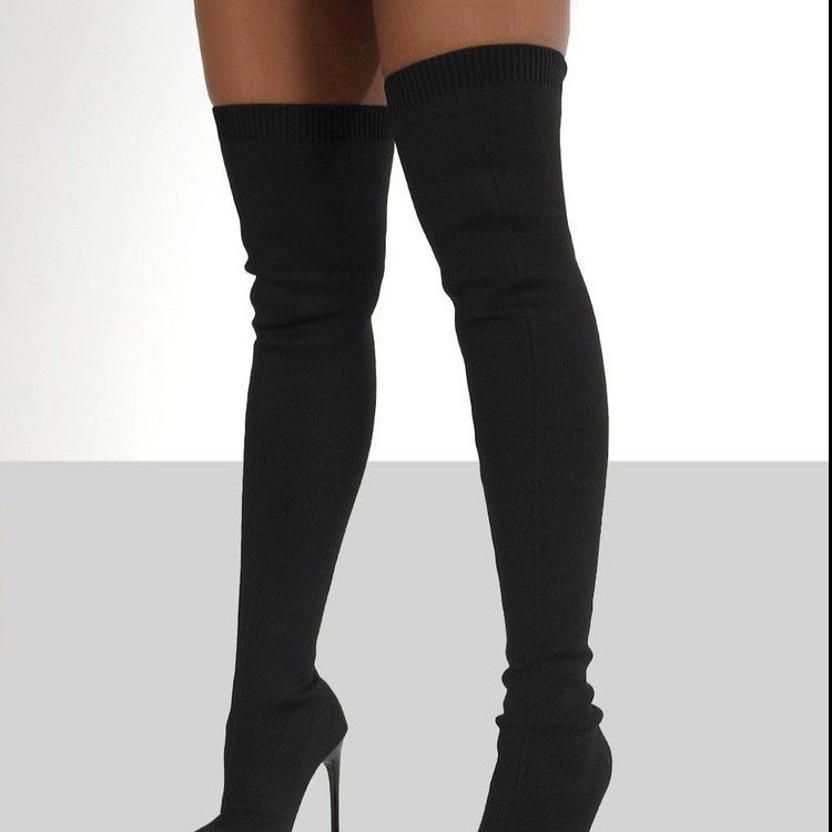 Flying Woven Knee Sock Boots