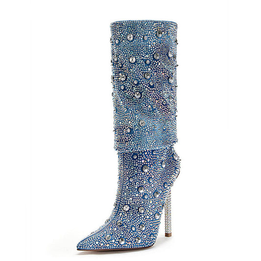 Jewel Pointy Heel Boots