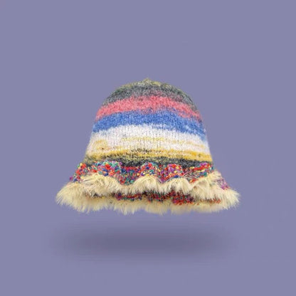 Rainbow Striped Oil Painting Knitted Wool Hats