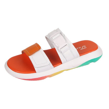 Rainbow Color Strap Slippers