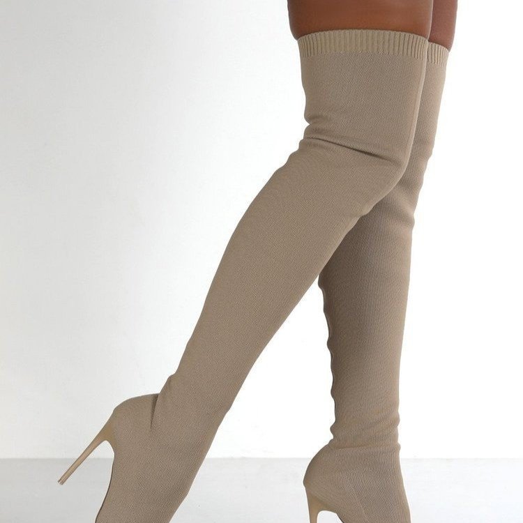 Flying Woven Knee Sock Boots