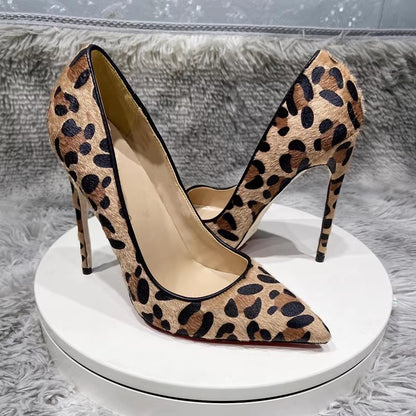 Suede Leopard Print High Heels