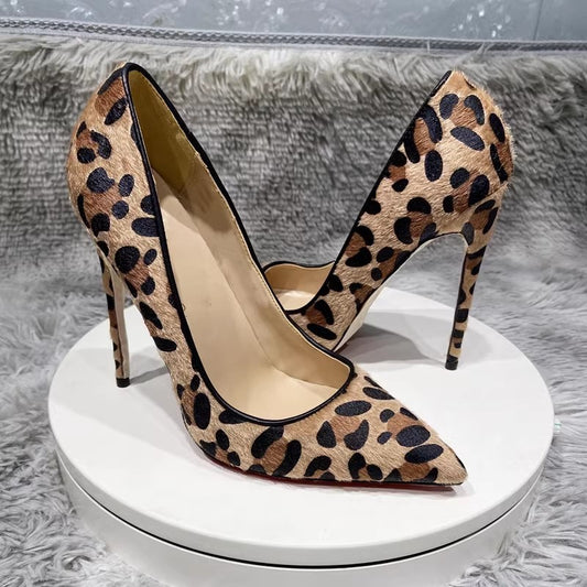 Suede Leopard Print High Heels