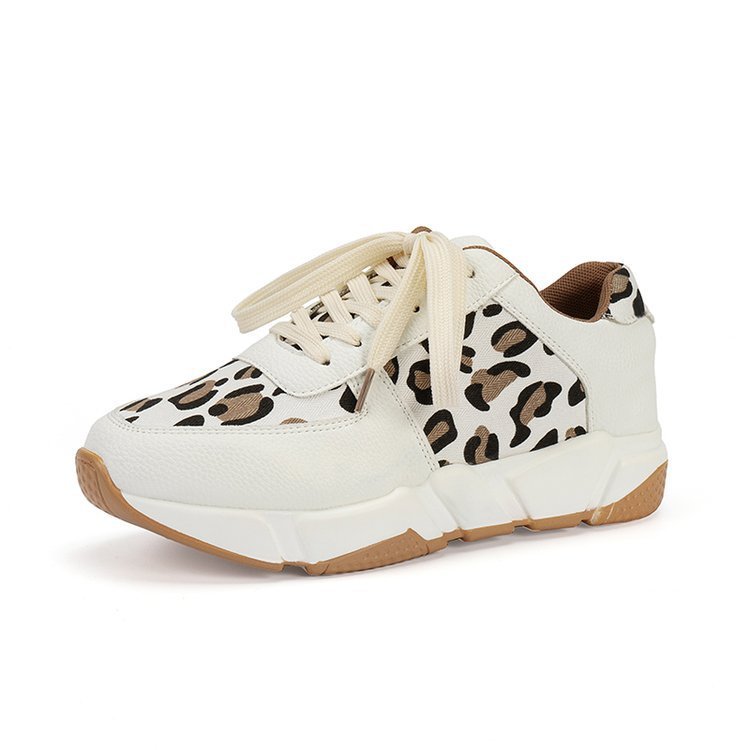 Leopard Print Pumps Flat Lace-up Shoes