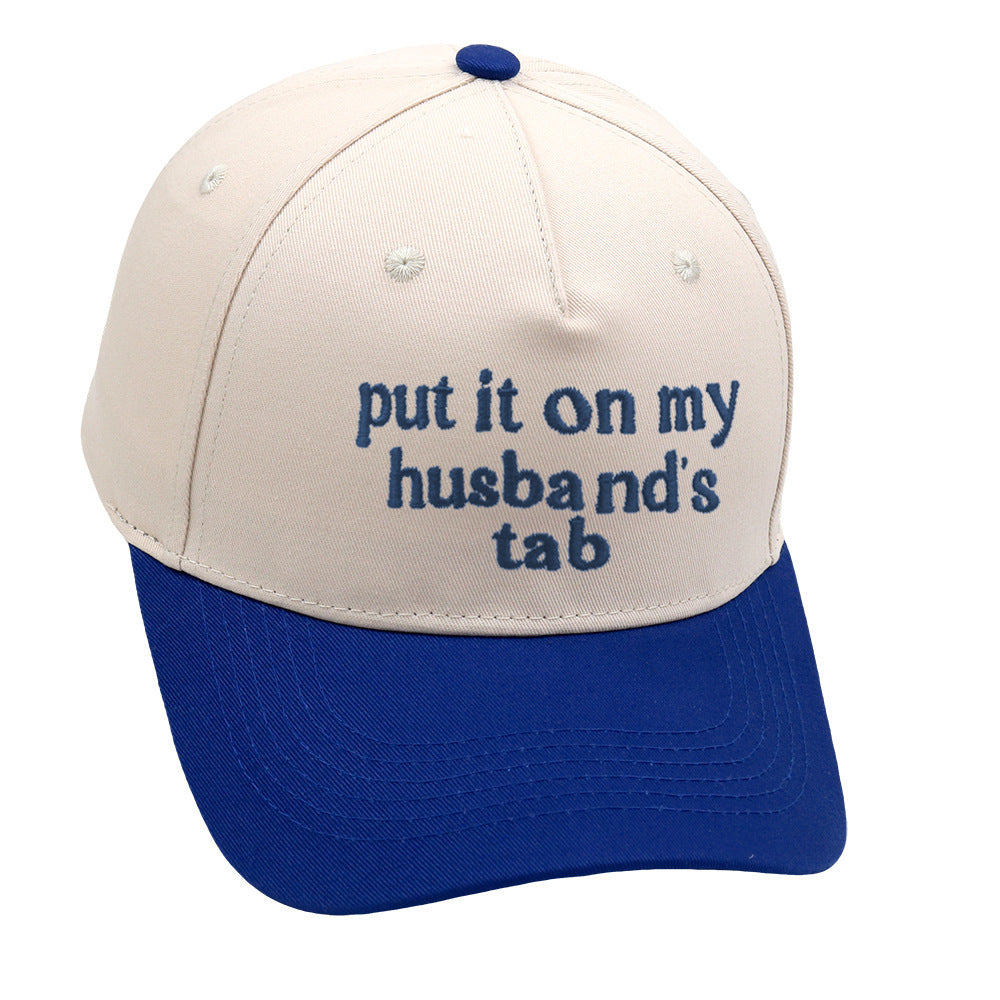 Put It On My Husbands Tab Trucker Embroidery Baseball Cap