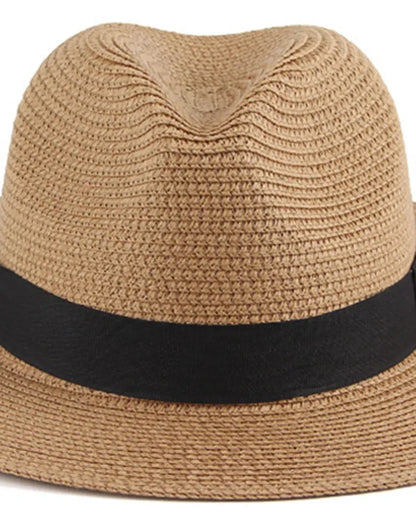 Contrast Tape Straw Hat