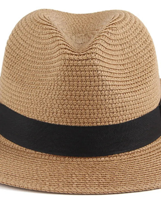 Contrast Tape Straw Hat
