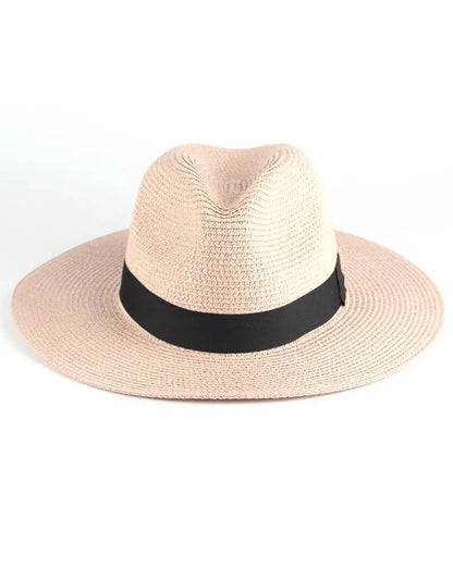 Contrast Tape Straw Hat