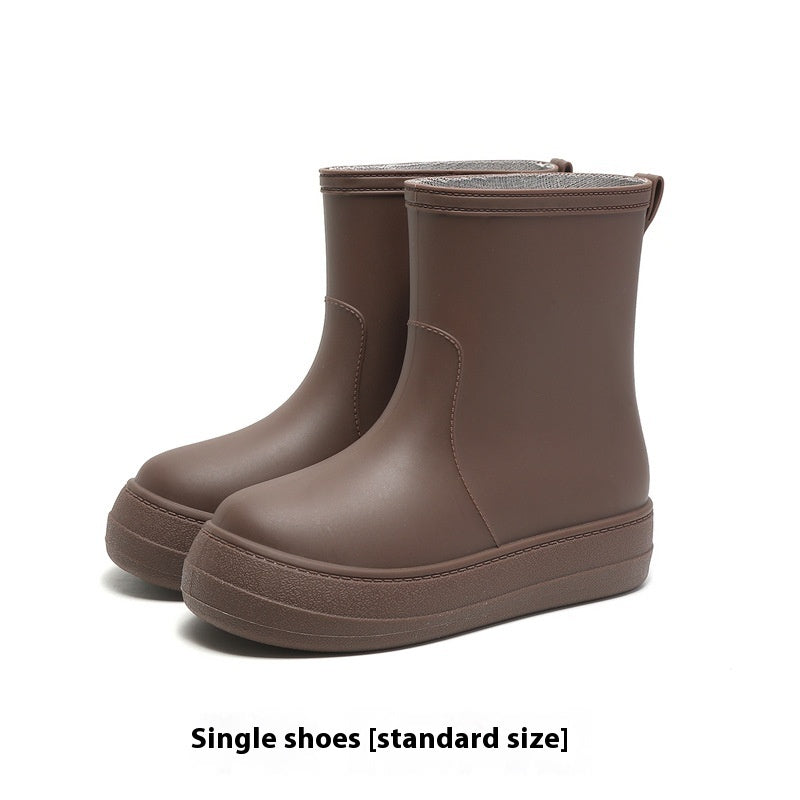 Flat Mid-calf Rain Non-slip Rubber Boots