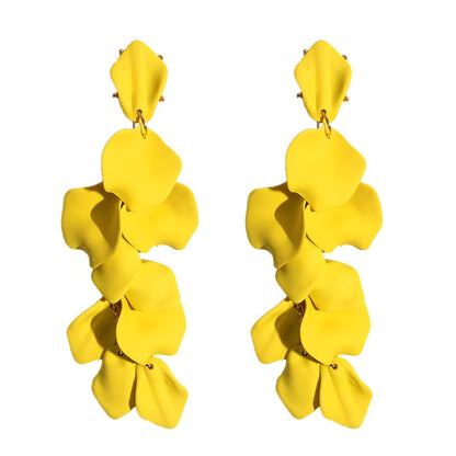 Long Rose Petal Dangle Earrings