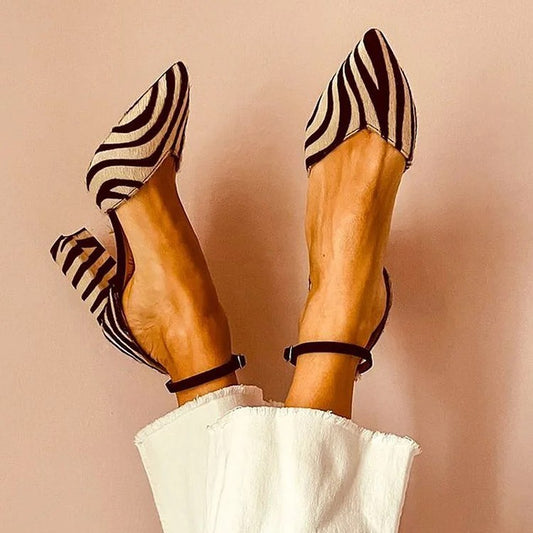 High Pointed Zebra Hollow Heels