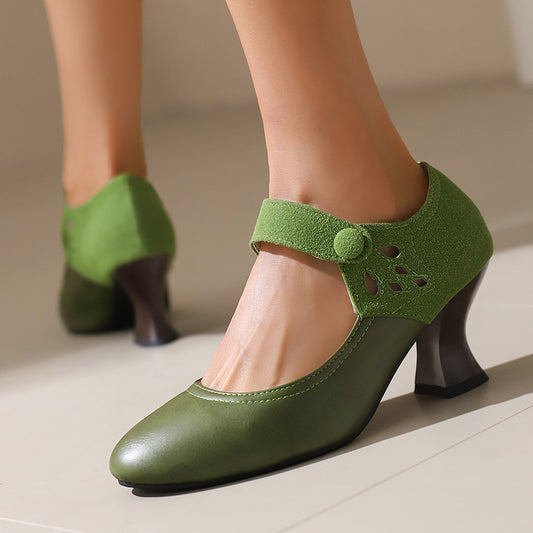 Buckle Round Head Chunky Heels