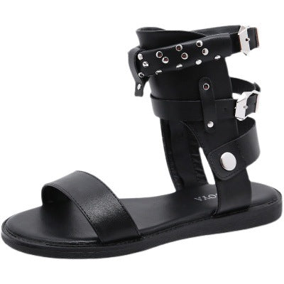 Soft End Roman Rivet Flat Sandals