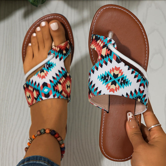 Printed Toe Covering Sandals