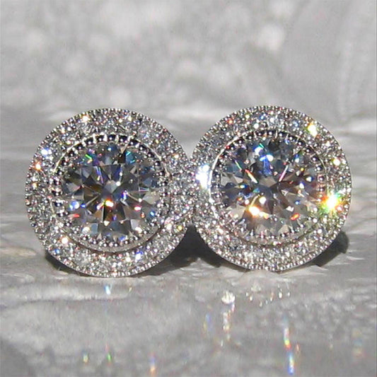 Inlaid Super Round Zircon Full-jeweled Stud Earrings