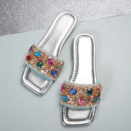 Colorful Rhinestone Slippers