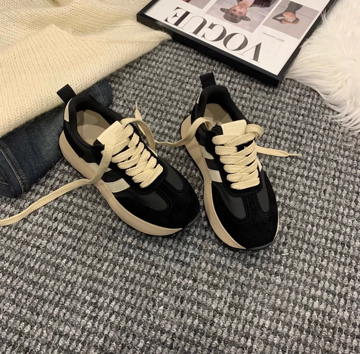 Thick Bottom Color Matching Casual Shoes