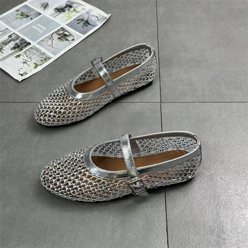 Mesh Buckle Ballet Shoes