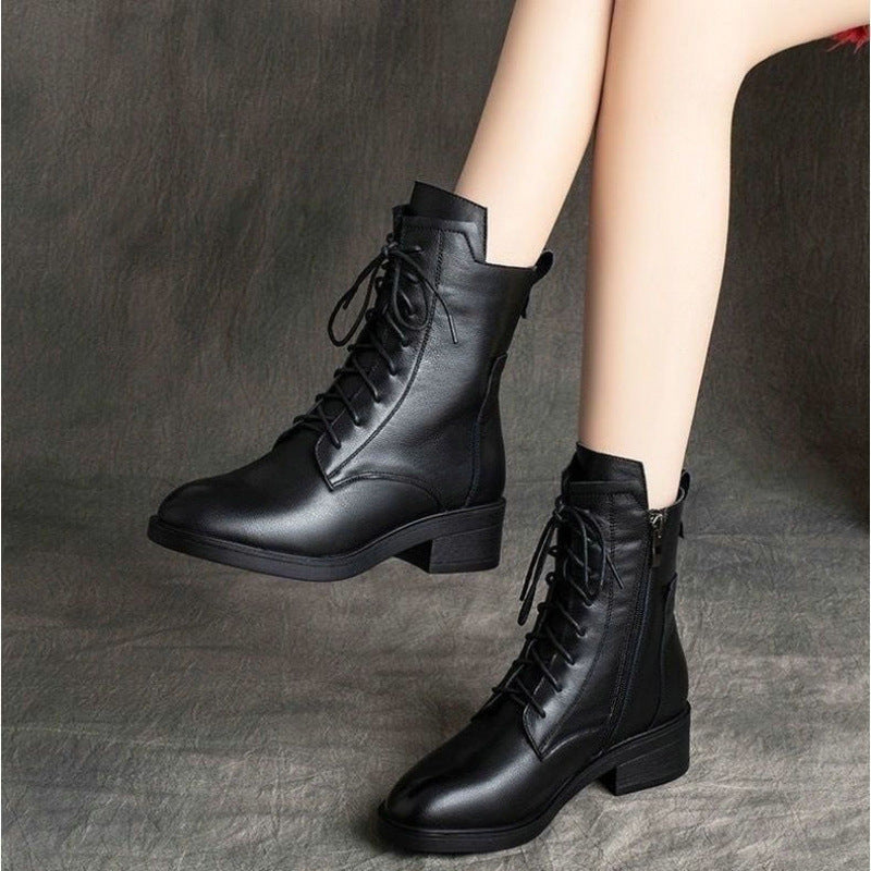 Lace Up Leather Boots