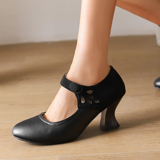 Buckle Round Head Chunky Heels