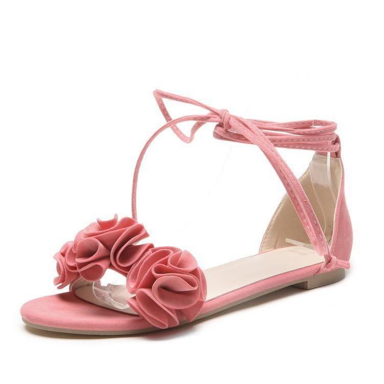 Flat Flower Strap Soft Bottom Sandals