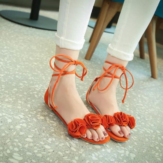 Flat Flower Strap Soft Bottom Sandals