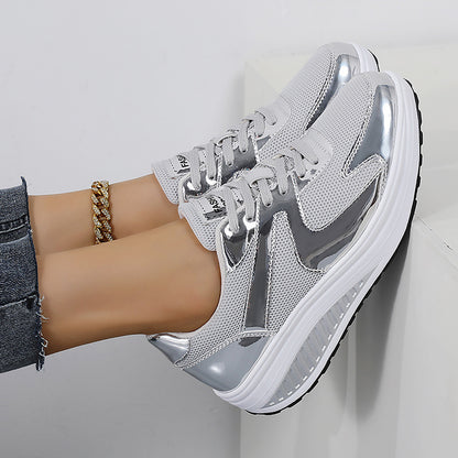 Thick Bottom Mesh Elevator Breathable Sneakers