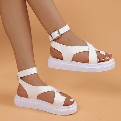 Thick-Soled Casual Roman-Style Outer Lace Loop-Foot Buckle Sandals