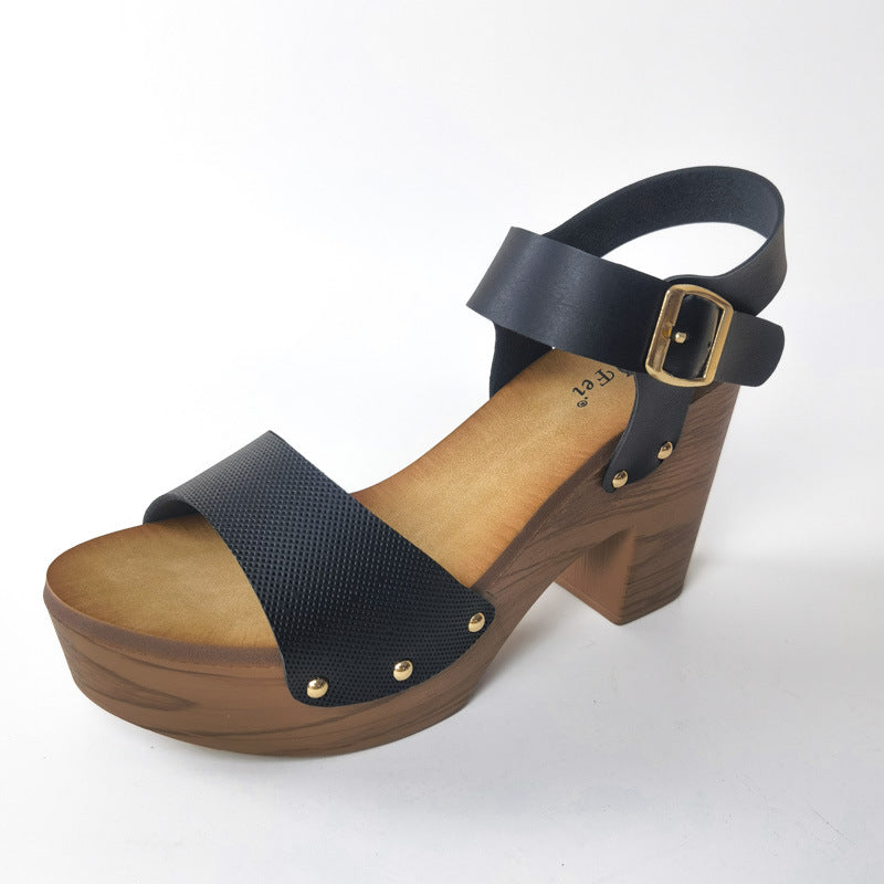 High Heel Chunky Ankle-Strap Sandals