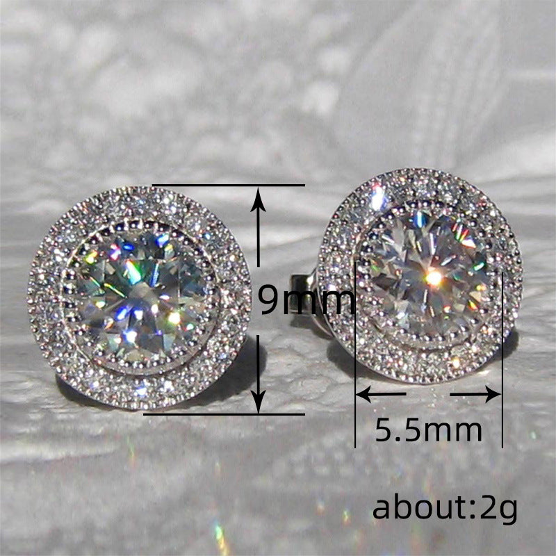 Inlaid Super Round Zircon Full-jeweled Stud Earrings