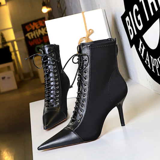 Slimming Stiletto Shallow Mouth Heel Boots