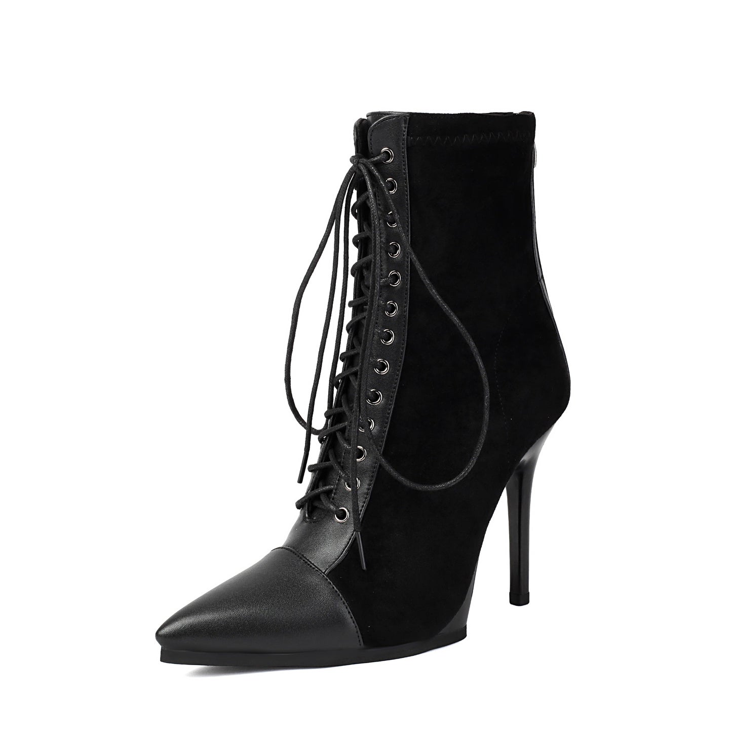 Drawstring Patchwork Short Pointed Knight Boots