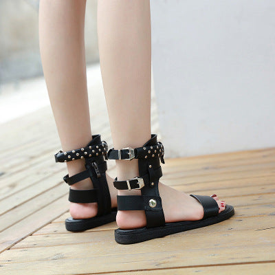 Soft End Roman Rivet Flat Sandals