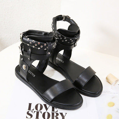 Soft End Roman Rivet Flat Sandals