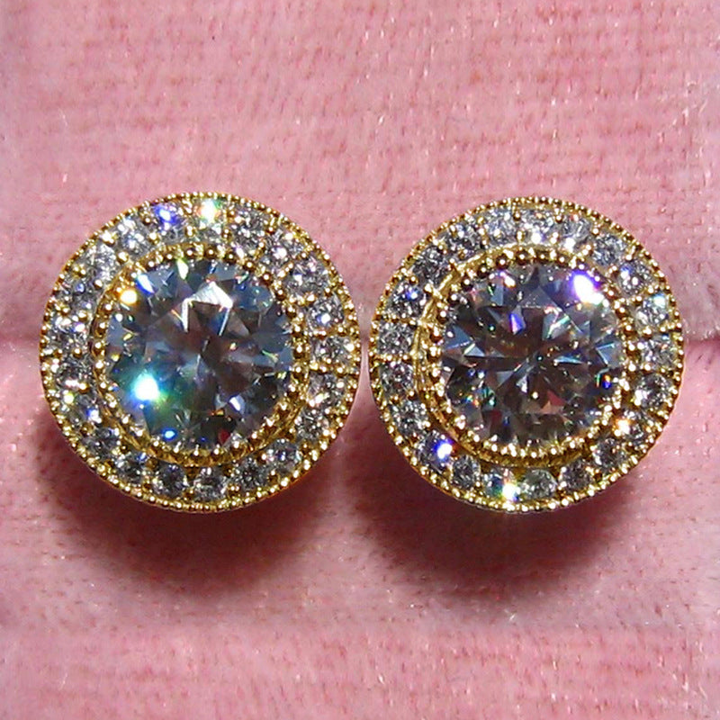 Inlaid Super Round Zircon Full-jeweled Stud Earrings