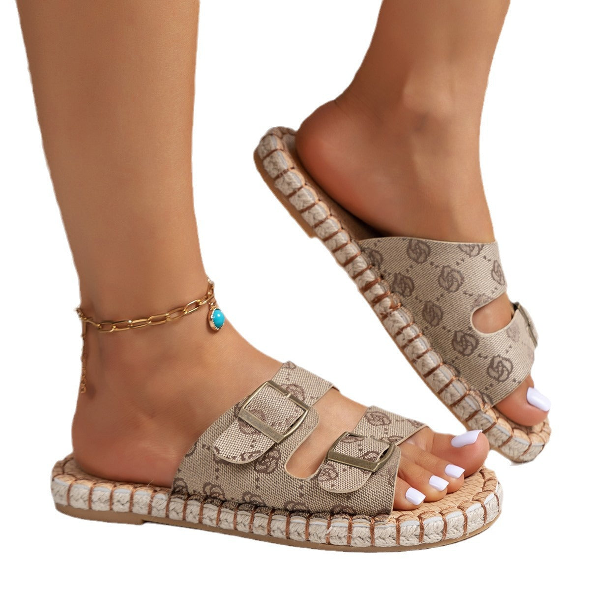 Thick-soled Beach Straw Sandals